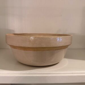 Cream and Tan Ceramic Bowl